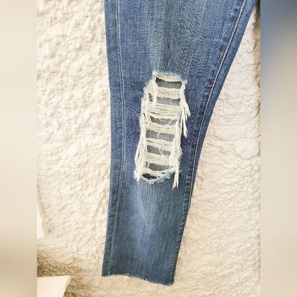 L'AGENCE Woman's Jordan High Rise Crop Straight Distressed Jeans Size 23 - Picture 8 of 14
